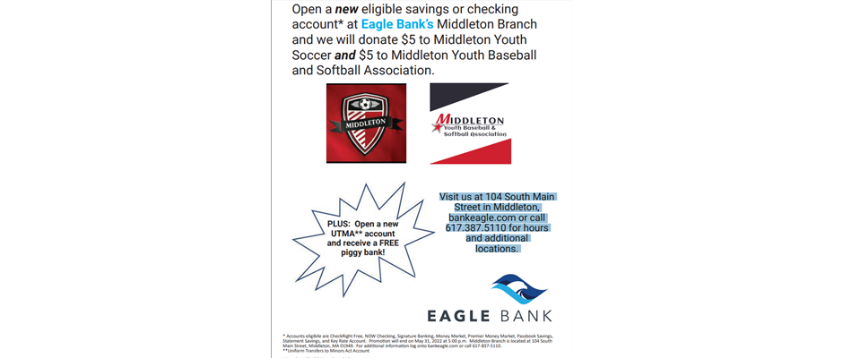 Open an EAGLE BANK Account and Support the MYBSA!
